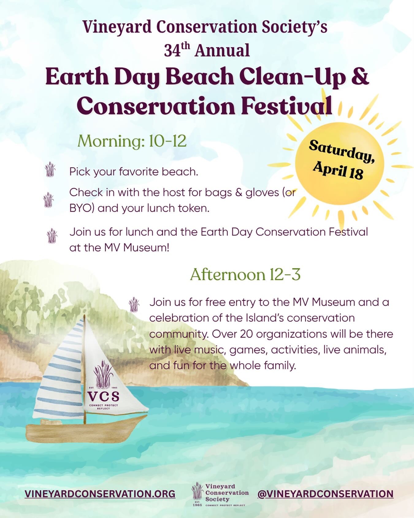 🌎EARTH DAY Beach Clean Up & Conservation Festival THIS SATURDAY!

@vineyardconservation will be hosting their 34th Annual Earth Day Beach Clean-Up from 10am to noon. Every price of trash 🗑️ collected truly makes a difference 💙

👉After the morning Beach Clean-Ups, head over to the @mvmuseum for the Earth Day Conservation Festival with FREE admission for all. Join us and other island nonprofits/groups for musics, games, activities and more!!

⭐️We hope to see you there THIS SATURDAY, APRIL 18th

#earthday #earthmonth #earthdayeachday #beachcleanup #joinus conservation education stewardship nonprofit islandlife museum environmentaleducation learningthroughnature familyday activities greatpondfoundation prepping ponds water keepitgreen