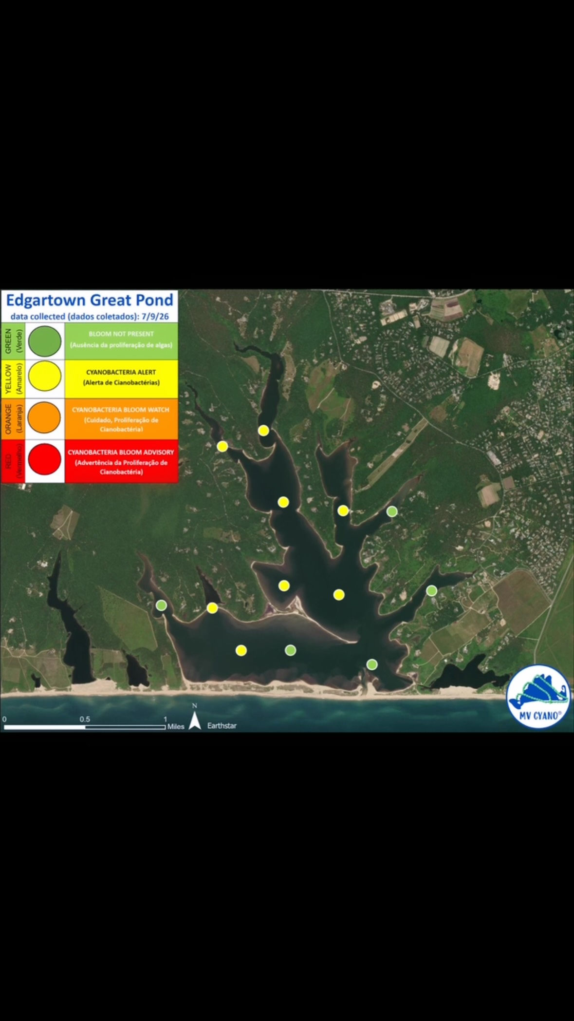 Are you spending the weekend in 🏊🏄‍♂️ or on 🚣⛵️the water 🌊? Check out the MV CYANO maps to check the status of your favorite pond. Thanks 🙏 to the Island Boards of Health for keeping us safe as we immerse ourselves in nature. See you on the ponds! #greatpondfoundation #mvcyano #cyanobacteria